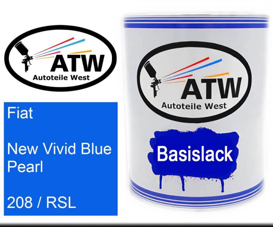 Fiat, New Vivid Blue Pearl, 208 / RSL: 1L Lackdose, von ATW Autoteile West.